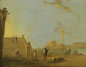 Escena del Puerto en un Puerto Español de Norbert Joseph Carl Grund