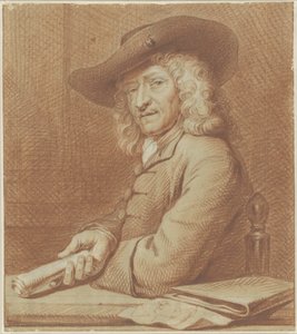 Retrato del dibujante Jan Pietersz Zoomer, con sombrero y rollo de papel de Norbert van Bloemen
