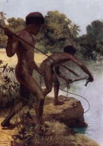 Pescando con Lanza, Nueva Guinea Británica de Norman Hardy