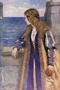 Clara en las almenas de Tantallon (litografía en color) de Norman Mills (after) Price