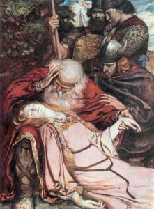 Lear, "Cordelia, Cordelia". Rey Lear - Acto V, Escena 3 (litografía en color)
