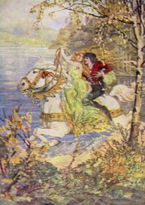 El verdadero Tomás y la bella reina (litografía en color) de Norman Mills (after) Price