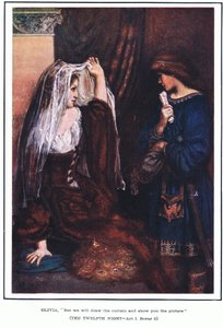 Olivia: "Pero correremos la cortina y te mostraremos el cuadro" (La Noche de Reyes) de Norman Mills Price