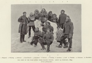 La tripulación del Fram después de su segundo invierno, alrededor del 24 de febrero de 1895