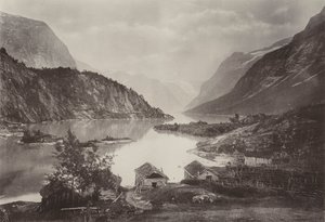 Vista del lago Loen, Nordfjord (fotografía en b/n) de Norwegian Photographer