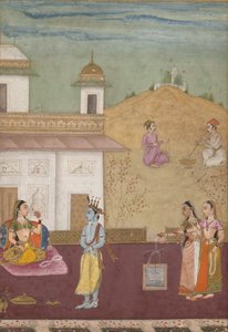 Página de un Rasikapriya Disperso Breviario del Amante, 1685 de Nuruddin