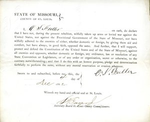 Juramento de lealtad de O. S. Fuller de Missouri, Condado de St. Louis