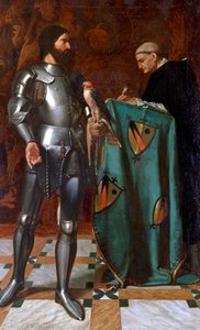 Caballero dictando una carta a un monje, 1865 de Octave Penguilly l