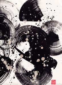 Circle Ink Abstraction 2, 2015 (tinta y color sobre papel Xuan) de Odilia W. Y. Fu