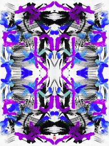 Zen Ink Blue Purple Floral Pattern, 2023 (acrílico sobre papel, digital)