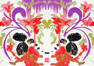Zen Orange Purple Flowers 2, 2021 (acrílico sobre lienzo, digital)