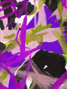 Zen Purple Floral, 2023 (acrílico sobre lienzo) de Odilia W. Y. Fu