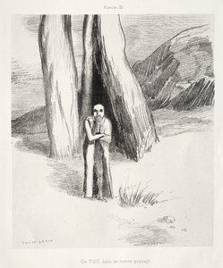 Un loco en un paisaje sombrío de Odilon Redon