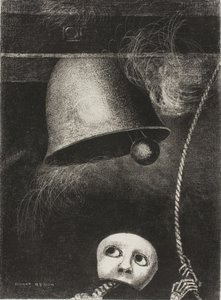 A Mask Sounds the Funeral Knell, placa tres de To Edgar Poe de Odilon Redon