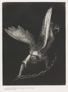 Y Vi a un Ángel Descender del Cielo, Teniendo la Llave del Abismo y una Gran Cadena en su Mano de Odilon Redon