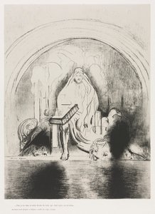 Y Vi en la Mano Derecha del que Estaba Sentado en el Trono un Libro Escrito por Dentro y por Fuera, Sellado con Siete Sellos de Odilon Redon
