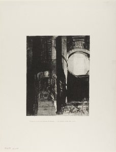 Y en todos lados hay columnas de basalto,...la luz cae desde el techo abovedado, lámina 3 de 24 de Odilon Redon
