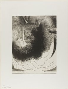 Y cayó una gran estrella del cielo, ardiendo como una lámpara, placa 5 de 12 de Odilon Redon