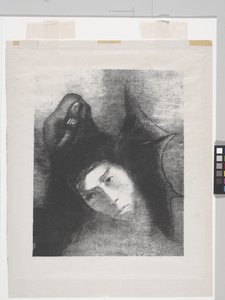 Antoine: "Quel Est Le But De Tout Cela?" (litografía sobre papel chine appliqué) de Odilon Redon