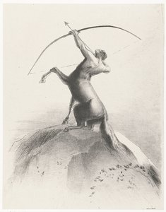 El centauro apunta al cielo
Centaure visant les Nues de Odilon Redon