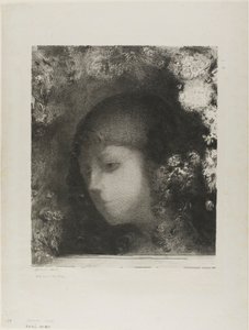 Cabeza de niño con flores de Odilon Redon