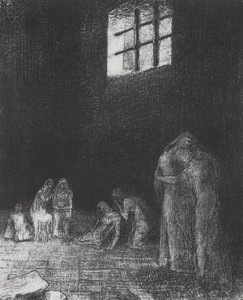 En la sombra la gente llora y reza... de Odilon Redon