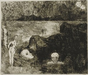 Dream Vision, c.1880 (aguafuerte y punta seca sobre papel marfil) de Odilon Redon