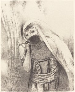 Ella saca de su pecho una esponja completamente negra y la cubre de besos de Odilon Redon