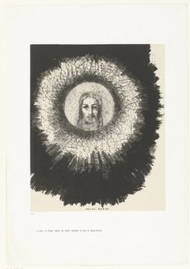 Y en el disco del sol brilló el rostro de Cristo ...et dans le disque même du soleil, rayonne la face de Jésus-Christ (título sobre el objeto) Tentation de Saint-Antoine (1) (título de la serie) Tentación de San Antonio (título de la serie) de Odilon Redon
