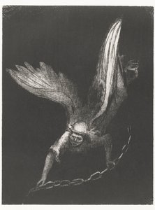 Engel conoció a een ketting en zijn handen Después de eso vi a un ángel que bajaba del cielo que tenía la llave del abismo y una gran cadena en la mano (título sobre el objeto) Apocalipsis de San Juan (título de la serie) Openbaring van Johannes (título de de Odilon Redon