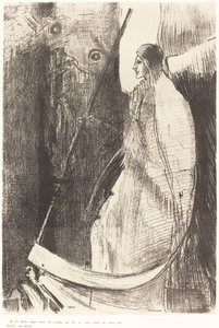 Y otro ángel salió del templo que está en el cielo, teniendo él también una hoz afilada de Odilon Redon