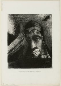 Rostro de misterio (En mi sueño vi en el cielo un ROSTRO DE MISTERIO), lámina 1 de Homenaje a Goya de Odilon Redon