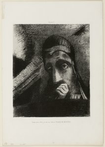 Rostro del Misterio (En mi sueño vi en el cielo un ROSTRO DEL MISTERIO), lámina 1 de Homenaje a Goya de Odilon Redon