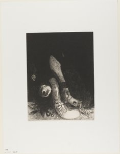 Las flores caen y aparece la cabeza de una pitón, lámina 5 de 24 de Odilon Redon