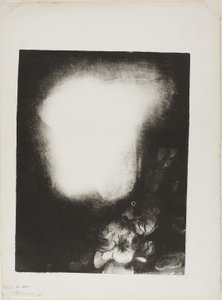 Cabeza de mujer con corsage de flores de Odilon Redon