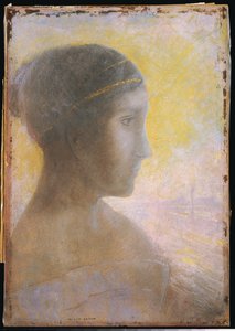 Cabeza de una joven en perfil, c.1895 de Odilon Redon