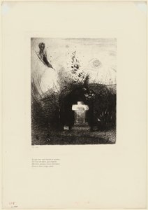Si en una noche oscura un buen cristiano, por caridad, detrás de alguna vieja ruina, entierra tu cuerpo arqueado, lámina 4 de 9 de Odilon Redon
