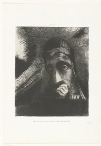 Vi en mi sueño una cara misteriosa en el cielo Dans mon rêve, je vis au Ciel un VISAGE DE MYSTÈRE (título sobre el objeto) de Odilon Redon