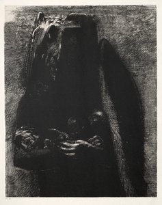 Es el diablo, llevando bajo sus dos alas los siete pecados capitales de Odilon Redon