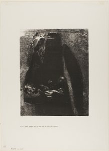 Es el Diablo, llevando bajo sus dos alas los Siete Pecados Capitales, lámina 2 de La tentación de San Antonio (1ª serie) de Odilon Redon