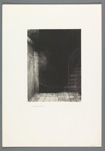 Je vis une lueur large et pâle
La Maison Hautée, 6 litografías portada
The Haunted House, La Maison Hantée, ilustraciones al texto de Bulwer-Lytton, traducido al francés por René Philipon, (título de la serie) de Odilon Redon