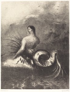 La Sirena Vestida de Púas, Emergió de las Olas de Odilon Redon