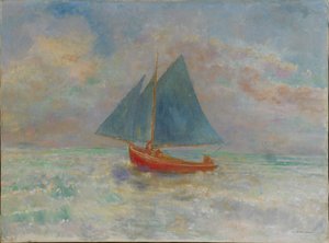 El barco rojo, c. 1910 de Odilon Redon