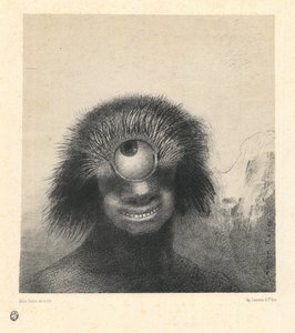 El polipo deforme flotaba en las orillas, una especie de cíclope sonriente y horrible. De la serie Les Origines de Odilon Redon
