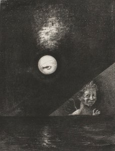 On the Horizon the Angel of Certitude, and in the Somber Heaven a Questioning Eye, lámina cuatro de To Edgar Poe de Odilon Redon