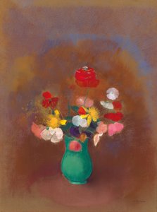 Amapolas en jarrón verde; Coquelicots dans un vase vert, c.1910 de Odilon Redon