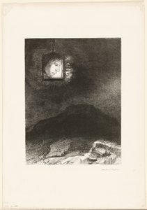 Destello precario, una cabeza suspendida del infinito, placa 3 de 6 de Odilon Redon