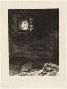 Destello Precario, una Cabeza Suspendida del Infinito, lámina 3 de 6 de Odilon Redon