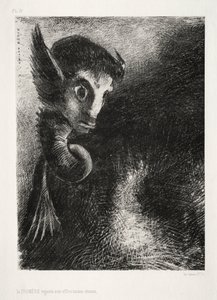 La noche: La quimera miraba todas las cosas con miedo de Odilon Redon