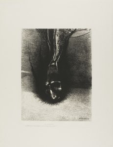 Los Skiapodos: "¡La cabeza lo más baja posible, ese es el secreto de la felicidad!", placa 6 de 6 de Odilon Redon